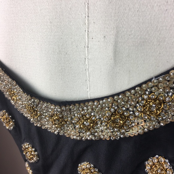 Vintage Silk Glass Beaded Seed Bead Sequined Crop Top M 1455 - Picture 6 of 8